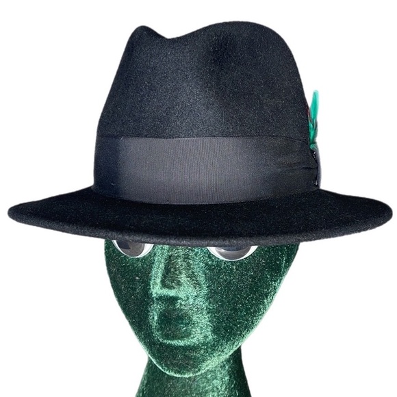 Vintage Black Beaver Hats Fedora Feather Hat - Picture 3 of 15